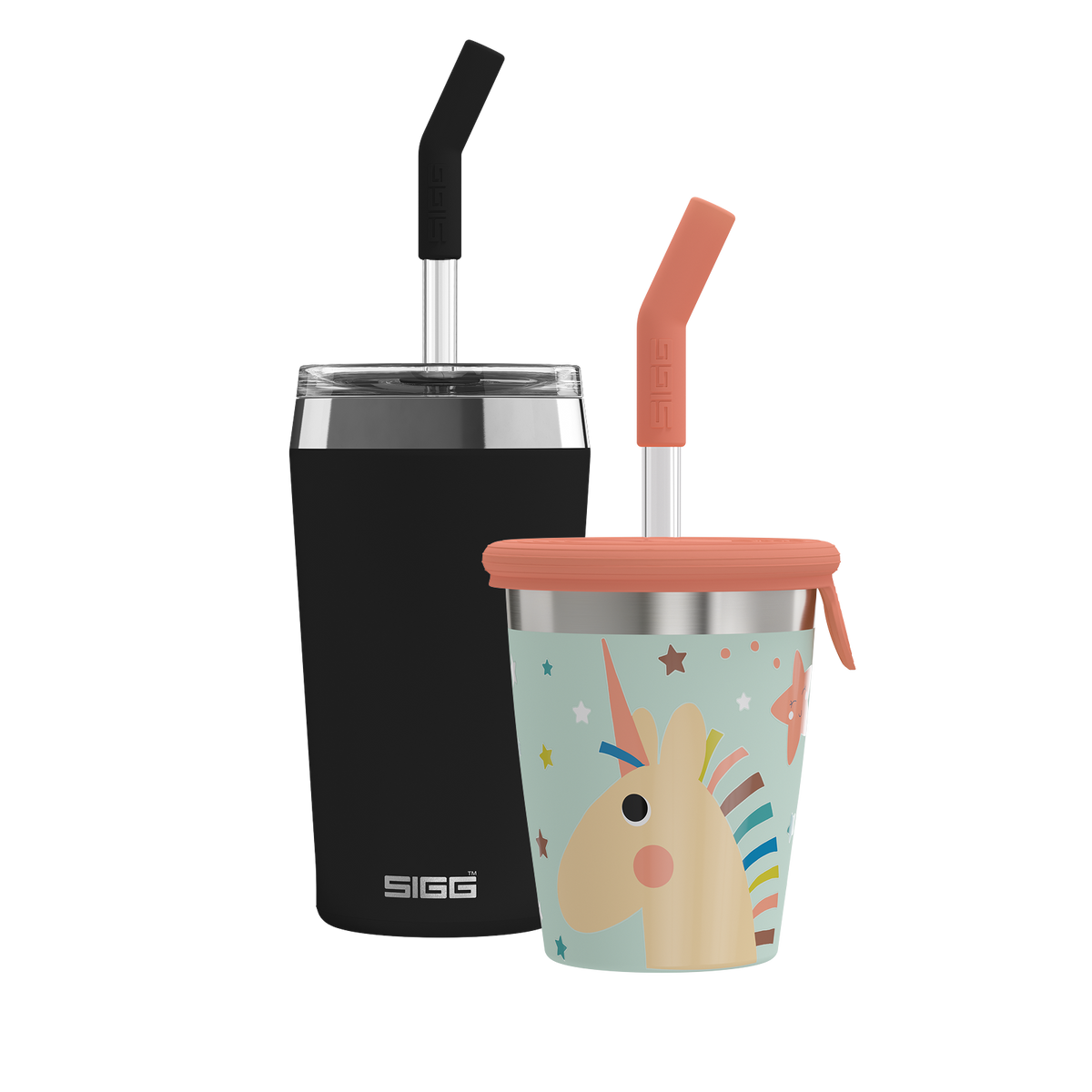 Lot familial Helia – Tasse en paille noire et pour enfants Unistar