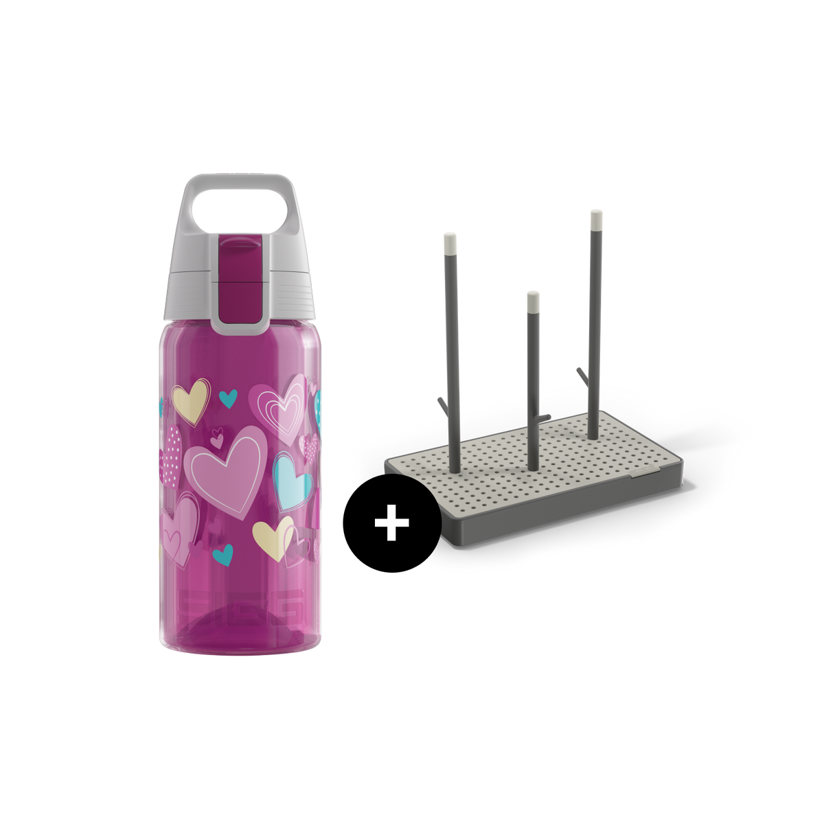 Coffret VIVA ONE Everyday – Bouteille + égouttoir Hearts